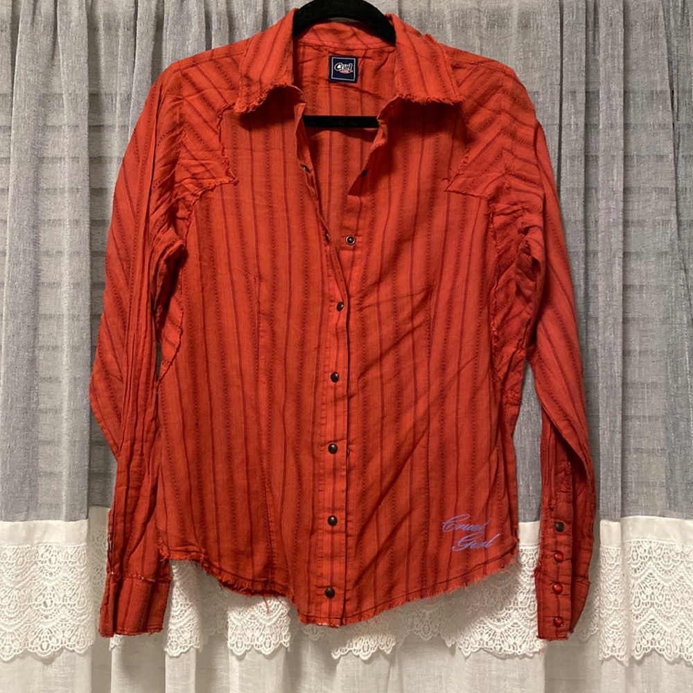 Lg. Rust Cruel Girl. Snap shirt.